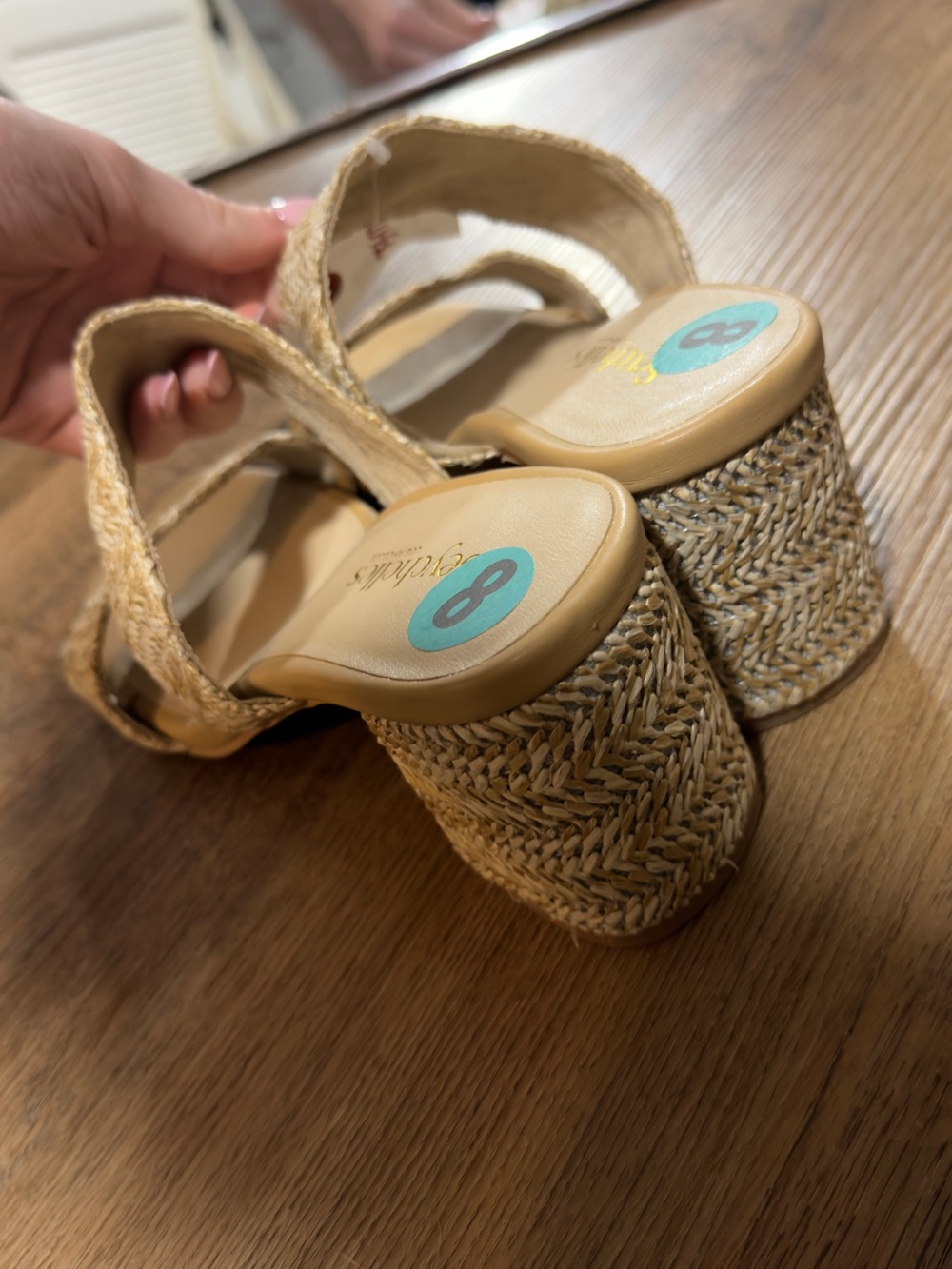 Seychelles Neutral Raffia Two-Strap Block Heel Sandals - Picture 4 of 4